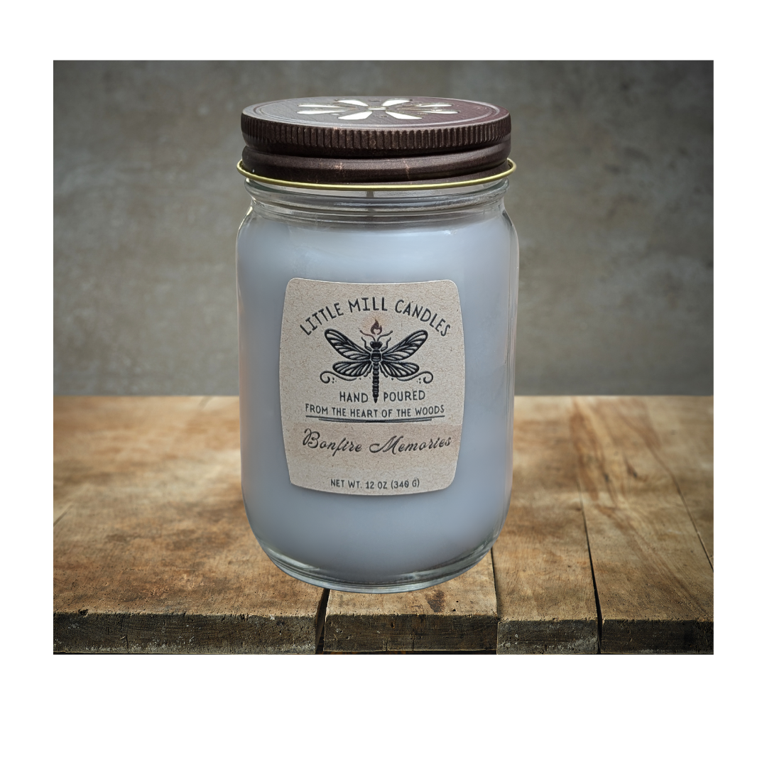 BONFIRE MEMORIES - SCENTED CANDLE - LT GRAY